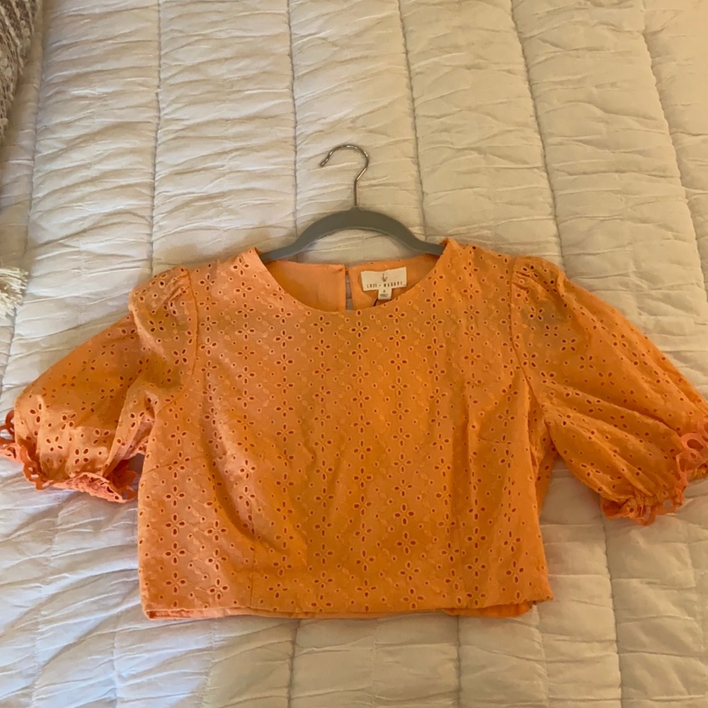Lost And Wander orange eyelet crop top